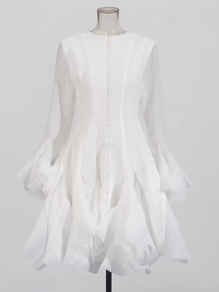 TWOTWINSTYLE – robe plissée irrégulière pour femmes, Patchwork, mode, manches longues lanterne, tail