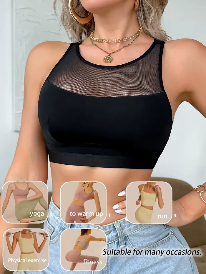 Dámská sexy podprsenka, prodyšná, síťovina, bezešvá, sportovní košilka, podprsenka bez kostic, jednovrstvá