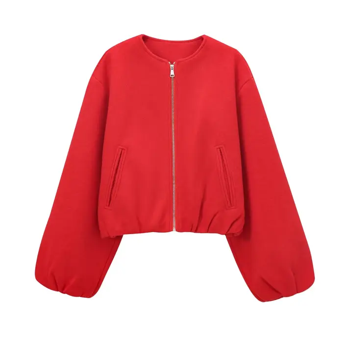 Bomber Mujer krátký polyester dámská sportovní bunda se zipem pro outdoorové aktivity podzim zima
