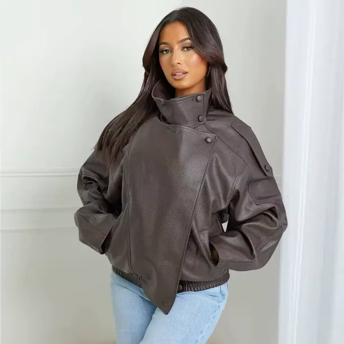 MUJER Faux cuir Bomber vestes pour femmes mode coupe-vent veste femme chaud hiver femmes manteau vêt