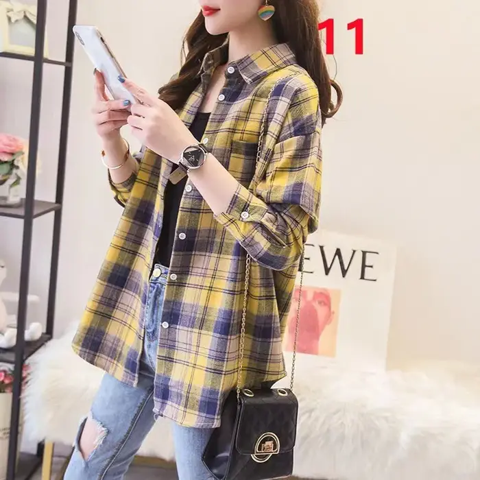 Dámská preppy košile s dlouhým rukávem