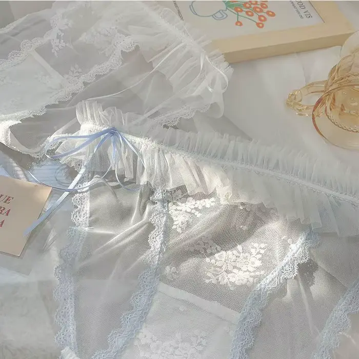 Femmes Lingerie Sexy transparent dentelle nœud tongs sous-vêtements Micro slips érotique Sexy femme Lingerie Super confortable grande taille