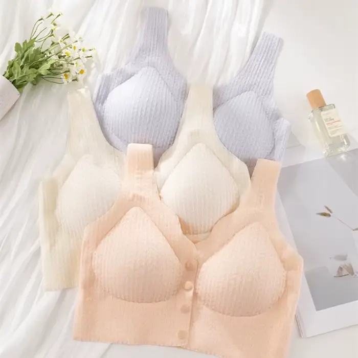 Podprsenka pro náprsenku žen v březích, sexy, s knoflíkem vpředu, antifallovací, bezešvý, krásný záda, tenká
