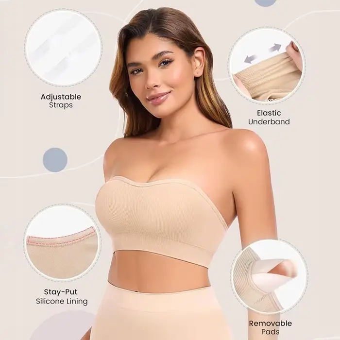 Neviditelná push-up podprsenka pro ženy bez kostic, čelenka bez popruhů, pohodlná pro všechny zvláštní příležitosti