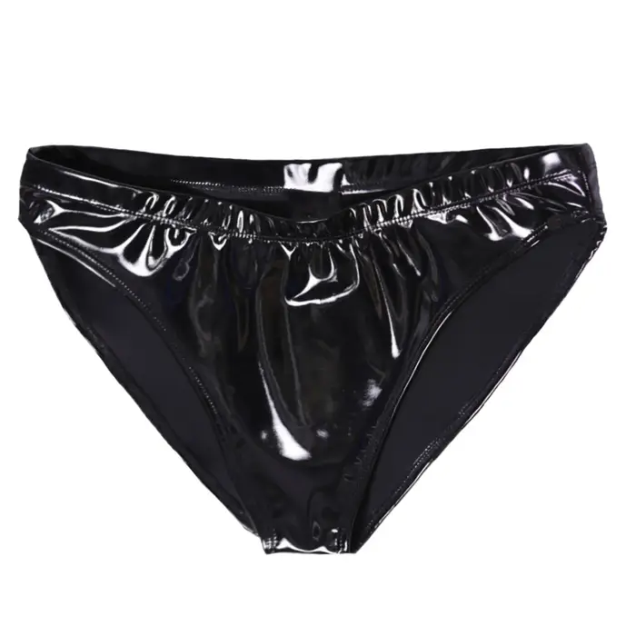 Sous-vêtements en cuir verni pour femmes, grande taille, look mouillé, culotte élastique à faible ha