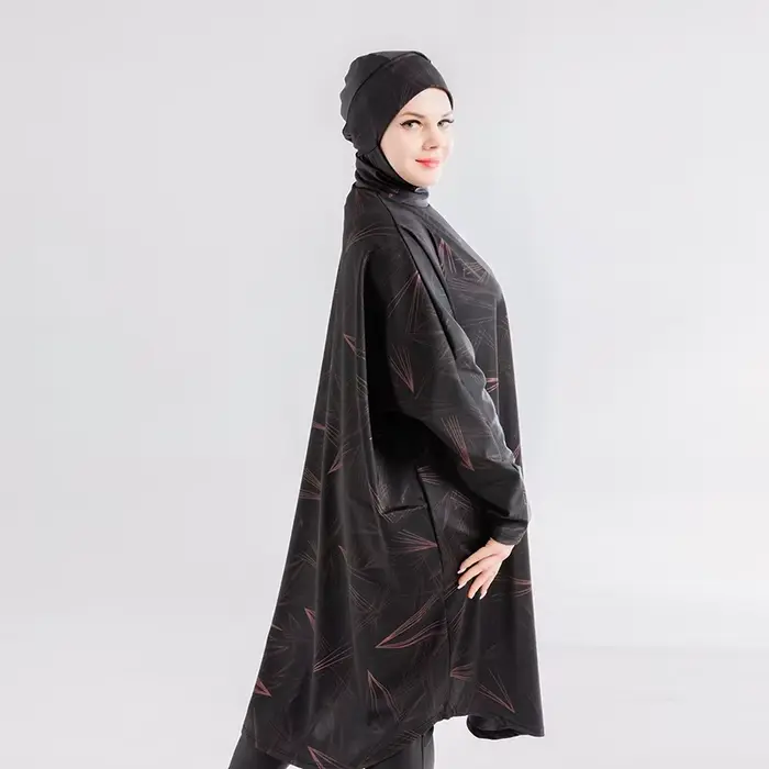Abaya-Burkini Musulman à Manches sulfpour Femme, Grande Taille, Modeste, Hijab