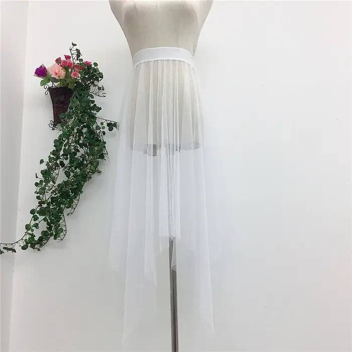 Jupe plissée en maille transparente pour femmes, Tutu en Tulle, taille haute, longue jupe noire irré
