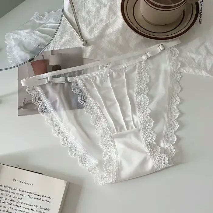 Culottes pour femmes, couleur unie, respirantes, sous-vêtements fins, dentelle française sexy avec n