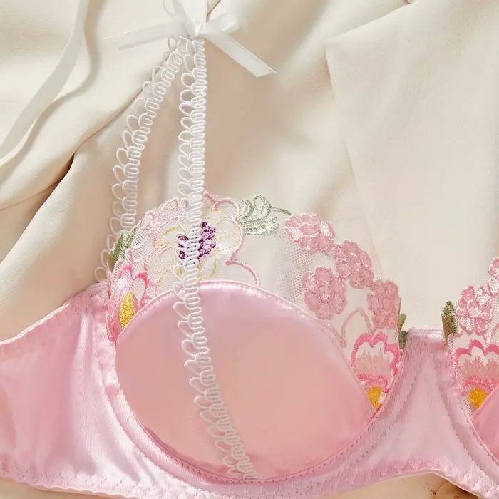Ensemble soutien-gorge et culotte transparents avec broderie florale pour femmes occasions spéciales et tous les jours