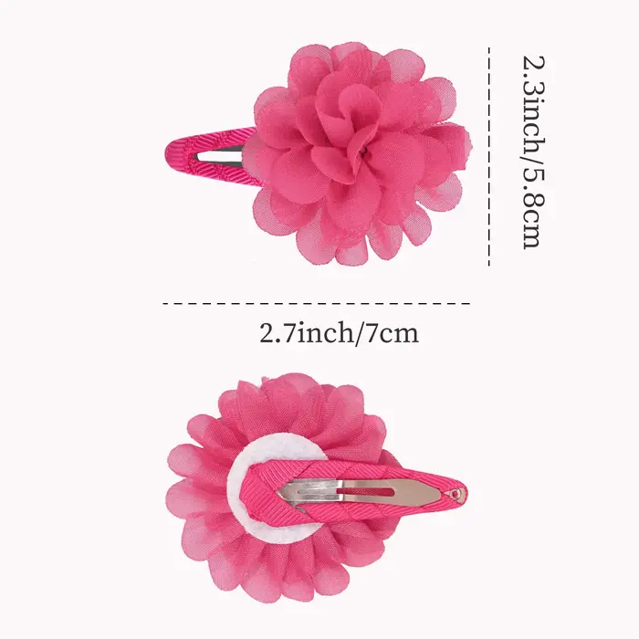 6 pinces à cheveux antidérapantes en forme de fleur en mousseline de soie, accessoires pour cheveux