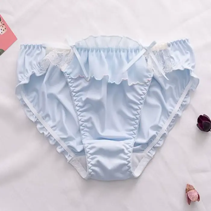 Soie de lait mignon belle culotte femme haute élasticité respirant doux sous-vêtements lisses taille basse bord à volants Breifs