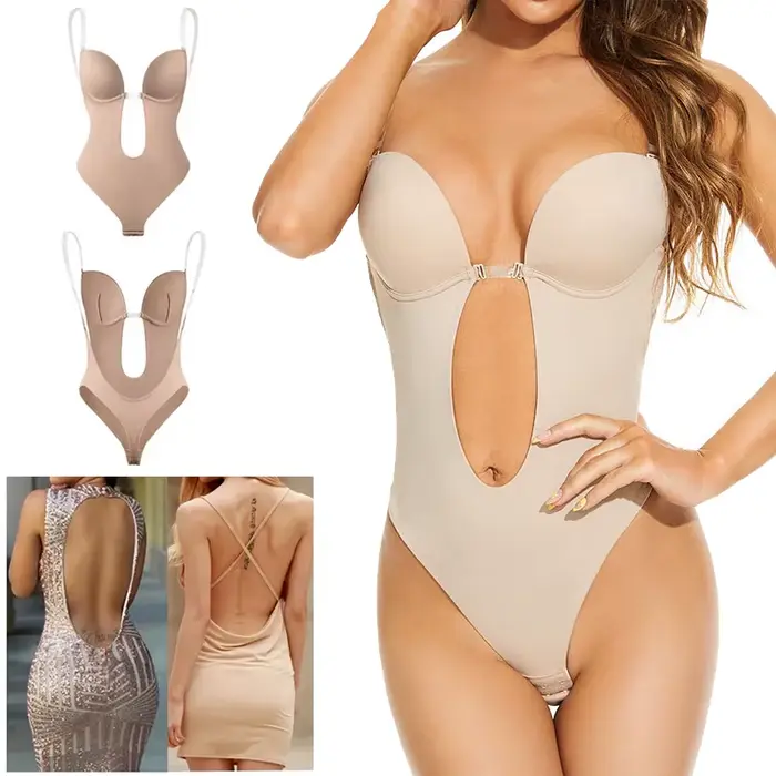 body neviditelné dámské tanga Shaper zeštíhlující plášť Sexy V krku hlubokého backless polstrovaný korzet push up zeštíhlující spodní prádlo