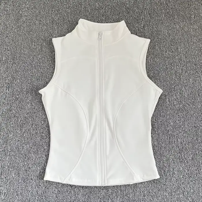 Haut de Sport sans manches pour femmes, coupe cintrée, séchage rapide, col montant élastique, vêteme