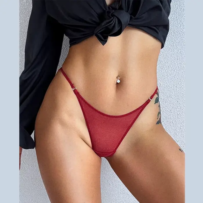 Dámské kalhotky Sexy síťované tanga Ultra-tenké spodní prádlo Průhledná gáza Sportovní fitness