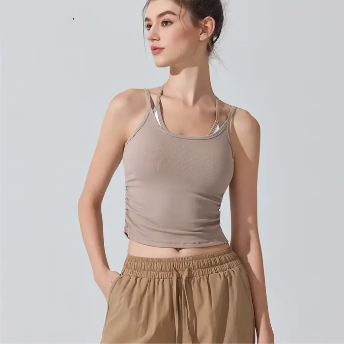 Constracting Soutien-gorge de sport dos nageur pour femme avec coussinets amovibles - Débardeur d'en