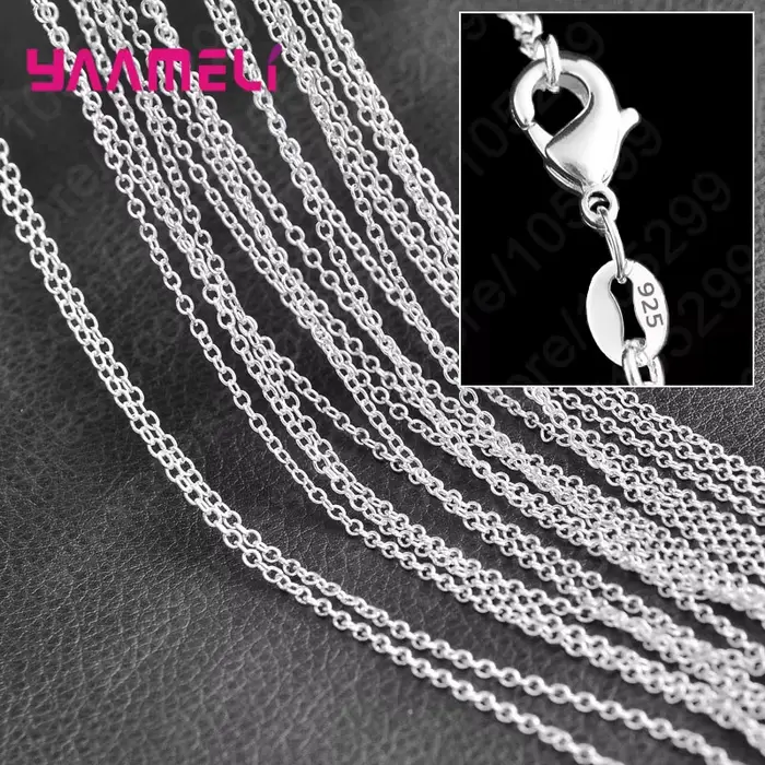 Chaîne à maillons en argent Sterling 925 pur, bijoux de collier avec fermoirs à homard lisses et sol
