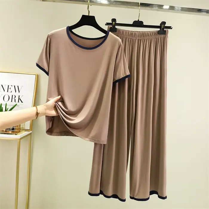 M-3XL grande taille pyjama pour femme nouveau manches courtes fjimebid décontracté adt maison porter des vêtements modal femmes pyjamas ensemble