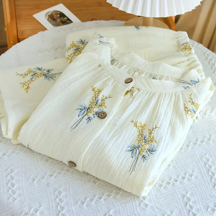 Pyjama femme ensemble de sous-vêtements nuisette pour femmes Homewear automne à manches longues vêtements de nuit coton deux pièces dames nuisette