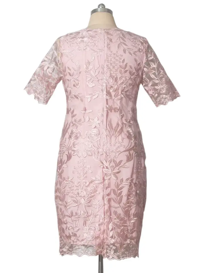 Robes d'été grande taille 4xl 5xl pour invités de mariage, manches courtes, dentelle florale, élégan