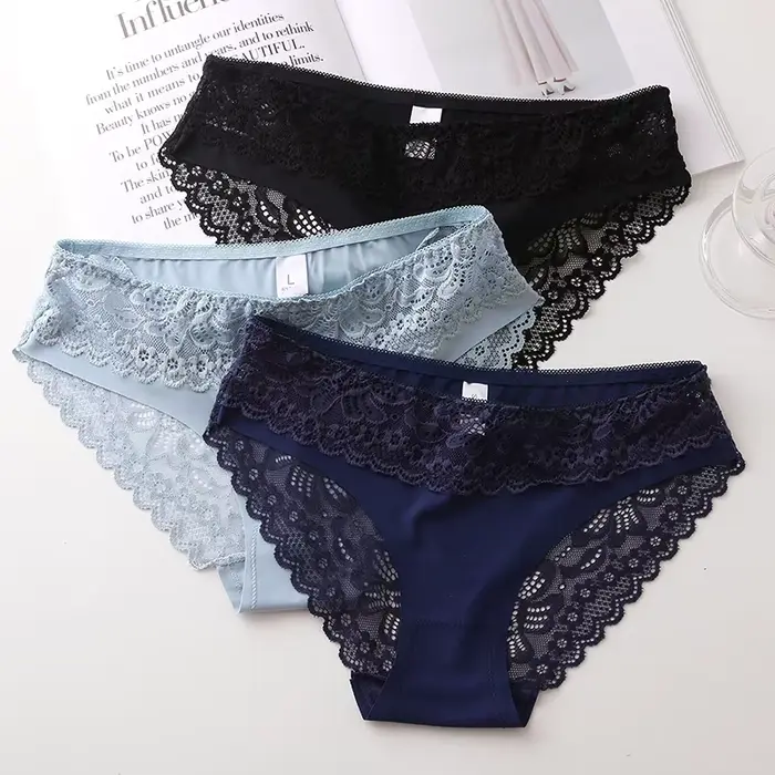 Krajka Dámské kalhotky Sexy Bezešvé Dámské spodní prádlo Dámské kalhotky Nízký pas Spodní prádlo Pevné kalhotky Dívky kalhotky Tangas Slip Ženy
