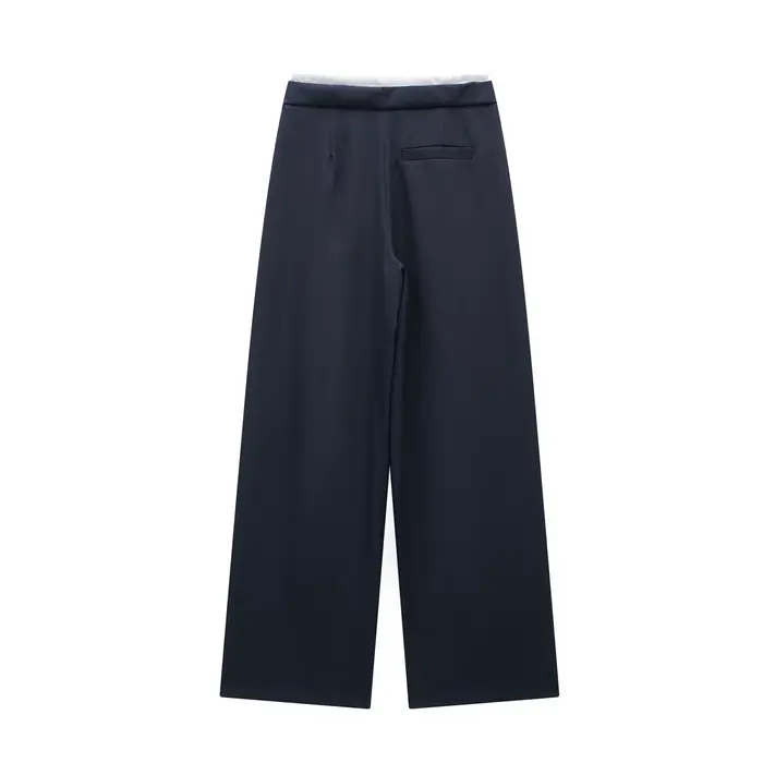 DUOPERI-Pantalon Droit Vintage à Lacets et Fermeture Éclair Latérale pour Femme, Couleur Unie, Taill