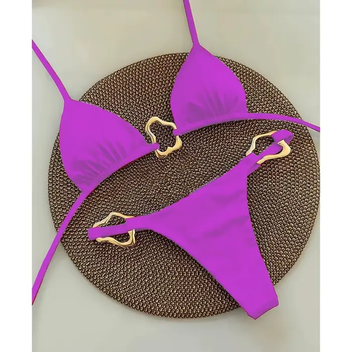 Nové sexy jednobarevné bikiny s tkaničkami a rozparkem