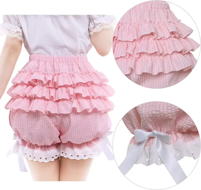 Pantalon Lolita à bretelles mignonnes short fleuri en dentelle nouée avec nœud pantalon bouffant pour vêtements pour femmes occasions spéciales costumisation