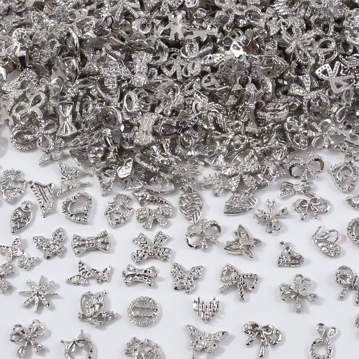 Breloques pour ongles en alliage papillon 3D, 50/60 pièces/lot, bijoux Design avec nœud papillon, lu