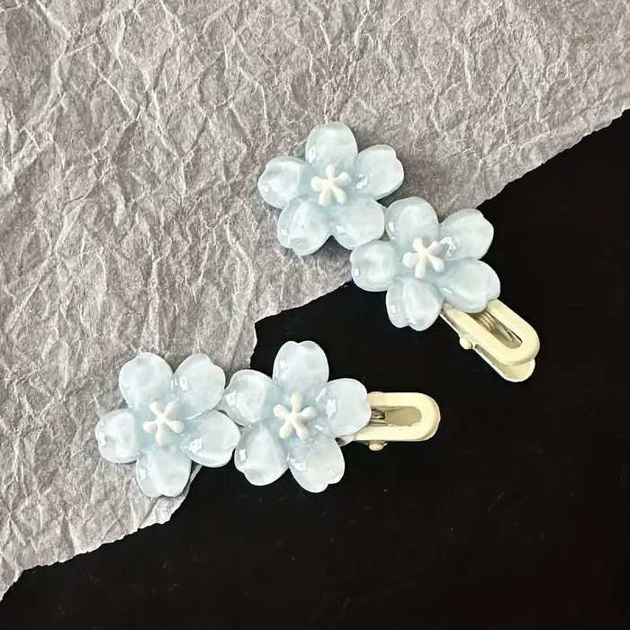 Pince à Cheveux Colorée à Cinq Pétales pour Femme, Accessoires à Motif Floral, Résines, 1 ou 2 Pièce