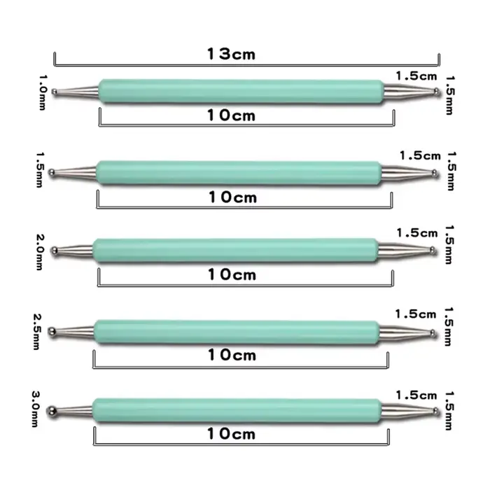 Outils de pointage pour Nail Art à double extrémité, avec 10 tailles différentes pour le pointage, l