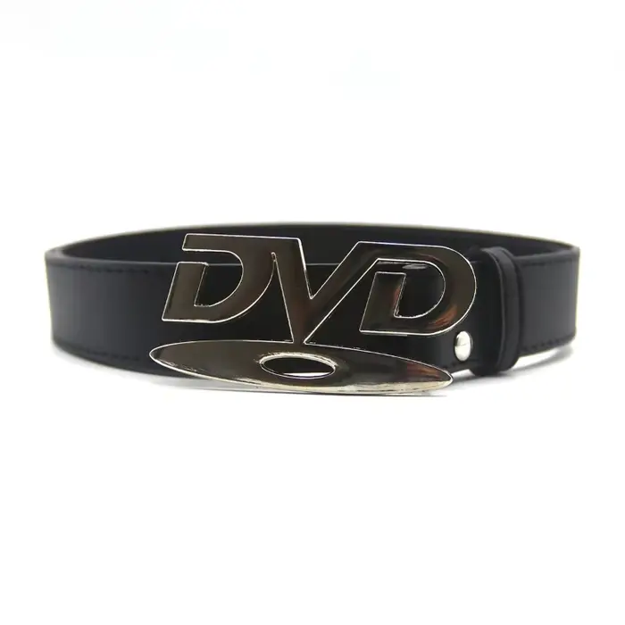 Ceinture unisexe à boucle DVD nostalgique, polyvalente, noire et blanche, décorative, pour hommes et