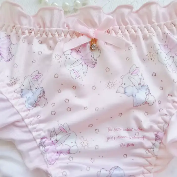 Roztomilý hedvábí mléko krásné sladké kreslené ženy kalhotky princezna styl Lolita volánky prodyšné nízké pasu spodní prádlo vysoká elasticita