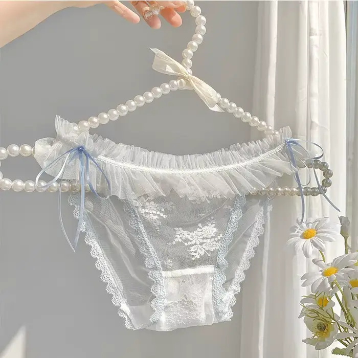 Femmes Lingerie Sexy transparent dentelle nœud tongs sous-vêtements Micro slips érotique Sexy femme Lingerie Super confortable grande taille