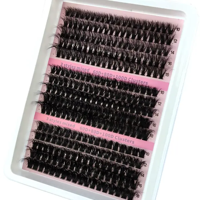 Nouveau 15 rangées bricolage 5D grappes de cils moelleux 60D-200D grappes de cils épais cils individ