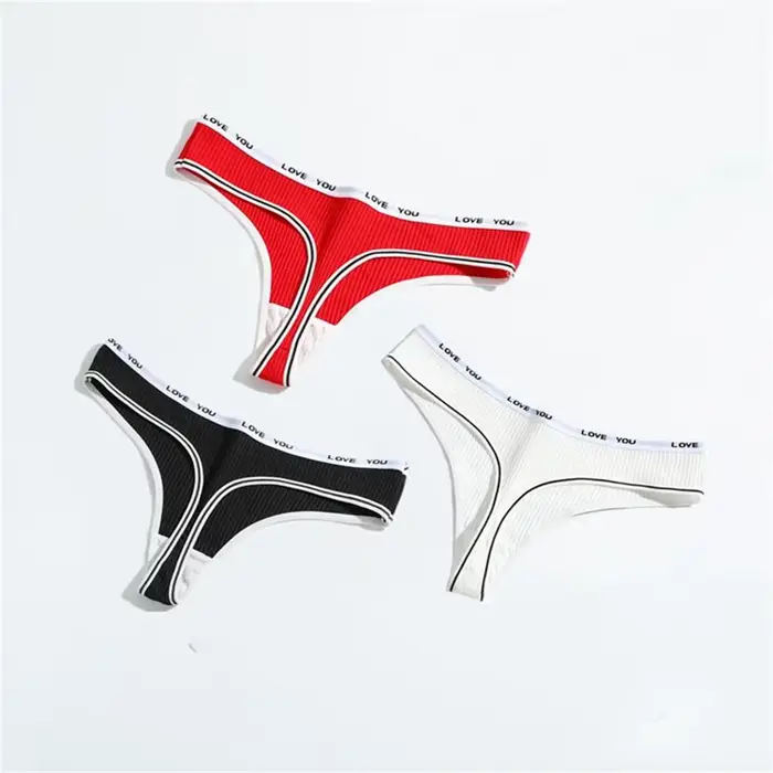 G-String bavlněné tanga pro ženy, tanga žabky, velké velikosti, spodní prádlo, dopisy, opasek, sexy, spodní prádlo pro dívky, EU, S-L, 3 kusy