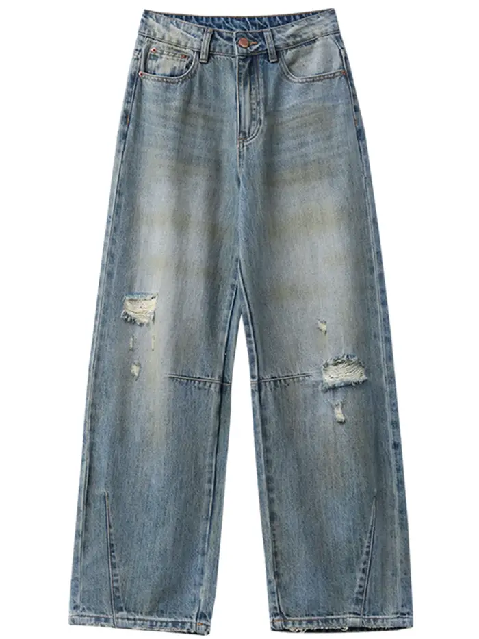 CHIC VEN retro dámské džíny volný ležérní nový vysoký pas široké nohavice Denim kalhoty ženy