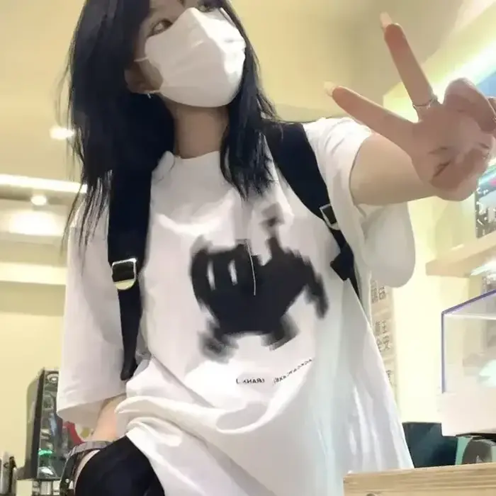 Chat noir Pixel femmes imprimé T-Shirt fille col rond amusant psychédélique chat noir décontracté Y2