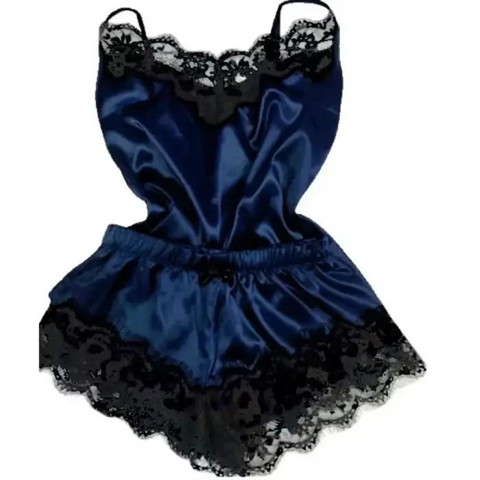 Ensemble pyjama d'été en dentelle et soie pour femmes, vêtements de nuit, Lingerie Sexy, haut et sho