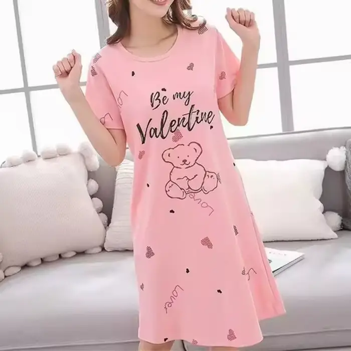 Jolies chemises de nuit pour femmes, vêtements de nuit tendance, robe de nuit d'été, pyjama dessin animé pour femme, pyjama grande taille