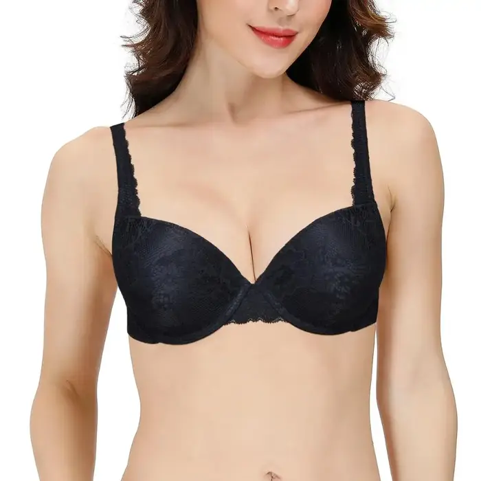 Dámská push-up podprsenka s květinovou výšivkou