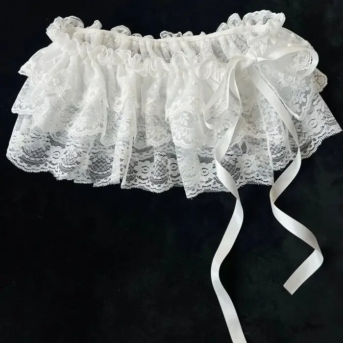 Coréen Ins blogueur Unique dentelle couches gaze jupes dentelle garniture a-ligne courte tissu Mini 