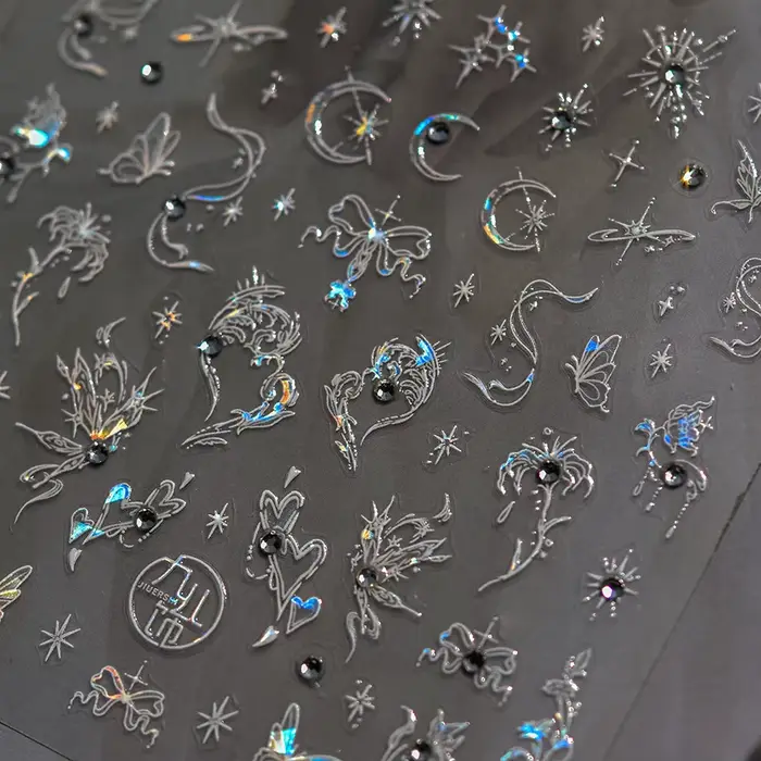 Autocollants holographiques pour Nail Art, 1 pièce, diamant 5D, papillon, décorations d'ongles, déca