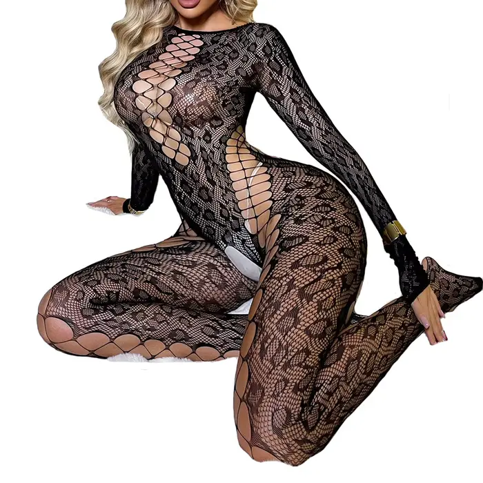 Ensemble de Lingerie Sexy pour femmes, résille coquine, body, tenues Teddy, maille érotique, Lingerie pour femmes, costume une pièce exotique
