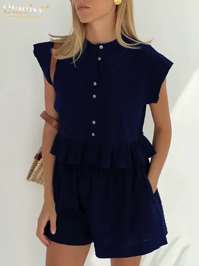 ClacMarkets-Ensemble 2 Pièces Décontracté pour Femme, Haut en Fibre Précieuse, Blanc, Taille Haute, 