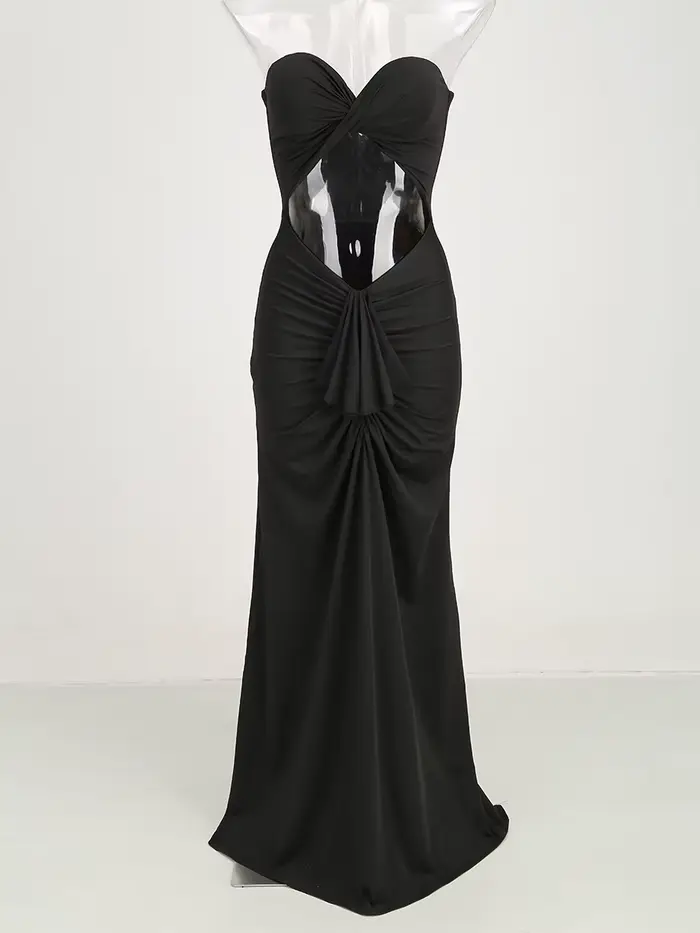 Robes longues de soirée noires, Sexy, sans bretelles, tenues de fête d'anniversaire, robes élégantes