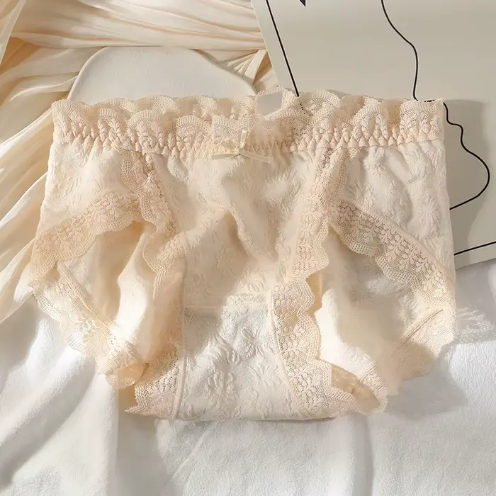 Culottes femmes en dentelle souple et antibactérienne slips taille moyenne tricoté pour jeunes femmes occasions spéciales