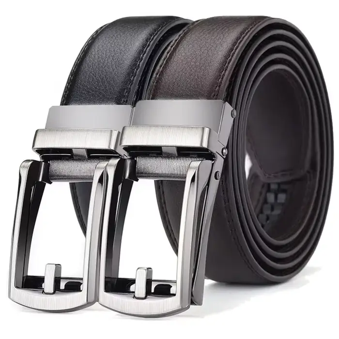 Ceinture à clic pour hommes, marque de luxe de styliste, ceintures en cuir véritable pour jeans, bou