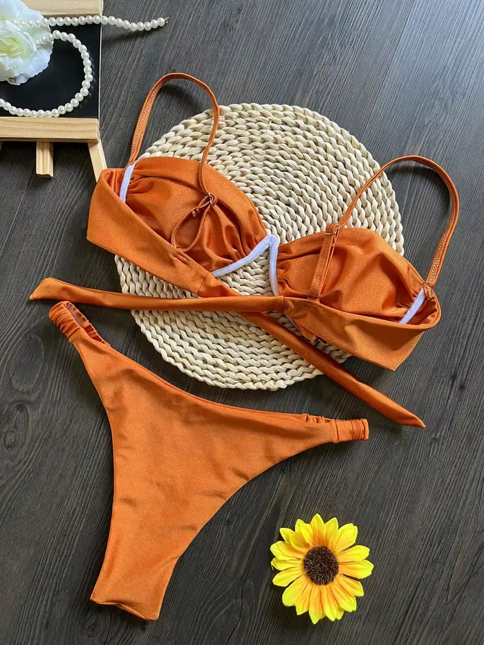 Ensemble bikini sexy 3D à fleurs 2026 pour femme, noir et blanc, micro-mini, avec armatures en V, ma