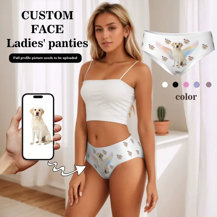 Lingerie personnalisée avec photo du visage pour femmes, cadeau de la Saint-Valentin, lingerie respirante et confortable