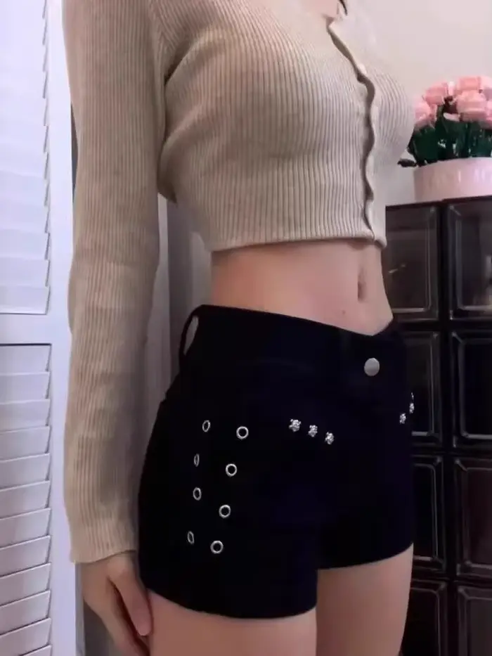 Y2K Denim Shorts Femmes Skinny Populaire Streetwear Quotidien Personnalité Étudiants Vacances Mode S